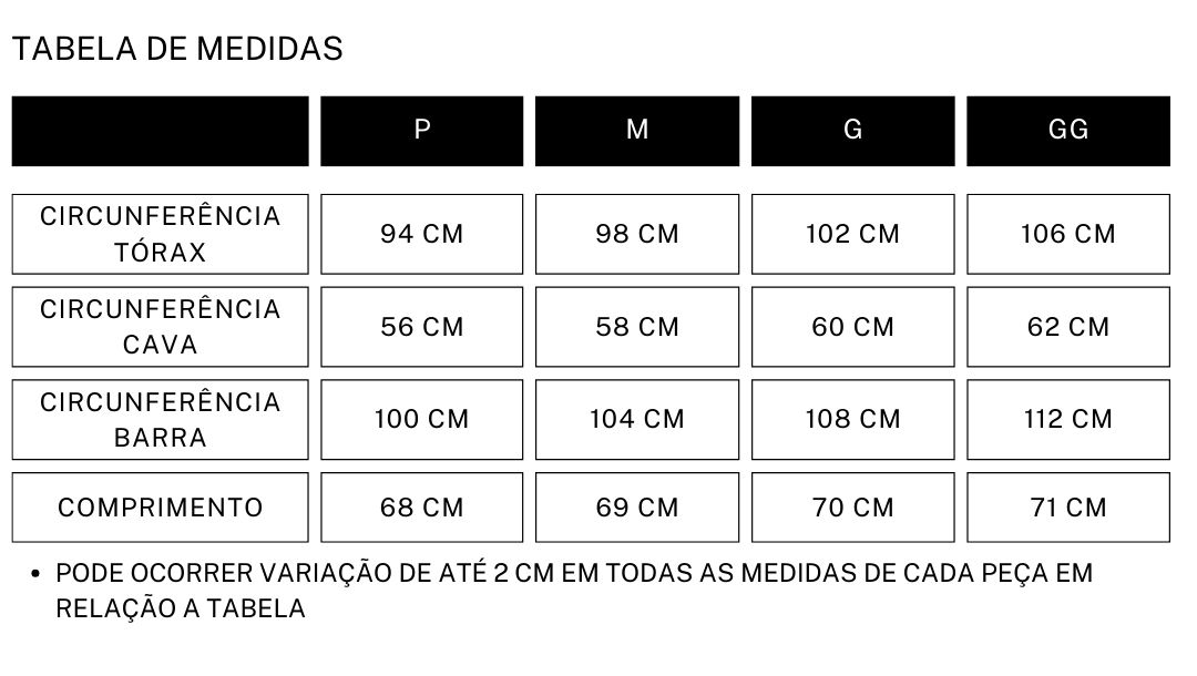 tabela medidas - regata noronha